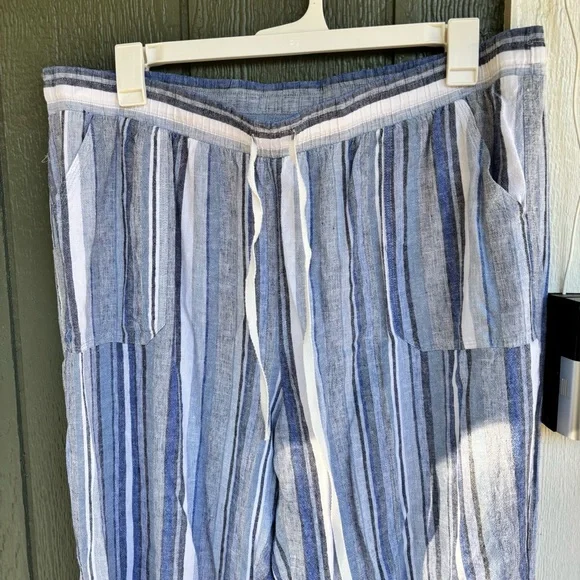 Cato Women’s Plus 22/24W Striped Linen Blend Cropped Pants - Picture 6 of 8